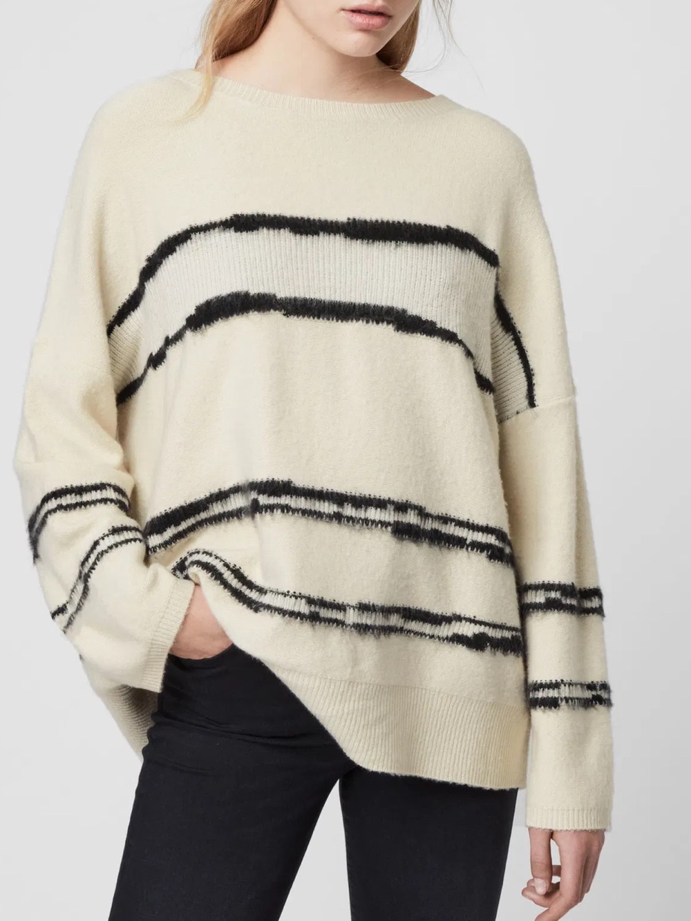All Saints Tara Wool Alpaca Cashmere Blend Stripe Jumper Sweater